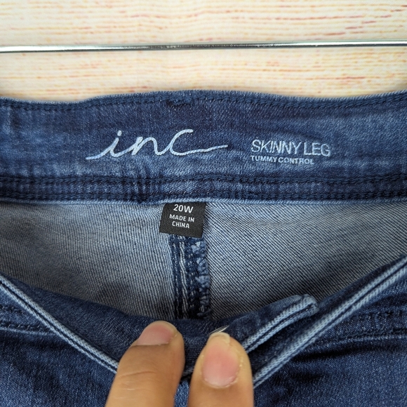 Inc Plus Size 20W Skinny Leg Tummy Control Embellished Blue Stretchy Jeans - Picture 6 of 13